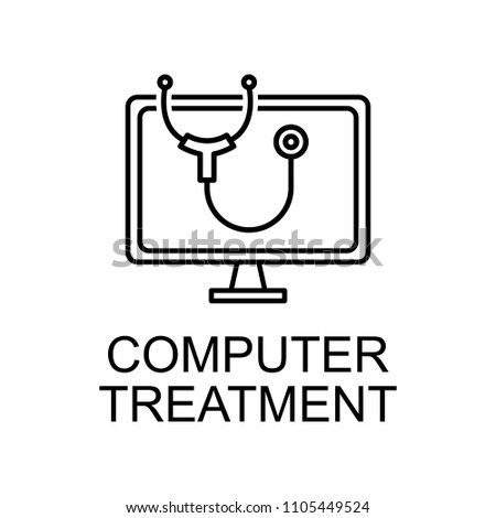 computer treatment outline icon. Element of data protection icon with name for mobile concept and web apps. Thin line computer treatment icon can be used for web and mobile on white background