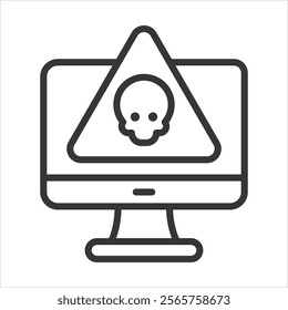 Computer Trespass Icon Vector Illustration Outline Style