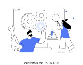 Computer troubleshooting abstract concept vector illustration. Basic fixing problems guide, operating system checking, installing new software, restore data, network issue abstract metaphor.