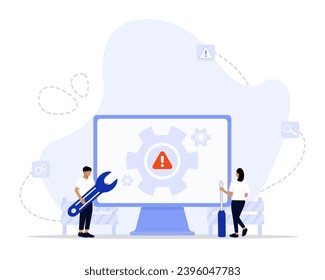 Computer troubleshooting concept vector illustration. Basic fixing problems guide, operating system checking, installing new software, network issue abstract metaphor, restore data.