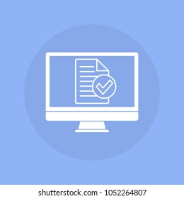  Computer with true file icon . Vector illustration