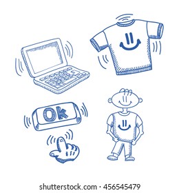 computer, t-shirt, guy, key