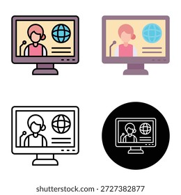 Ordenador, Tv, Periodismo Digital Icono De La Libertad De Prensa, Conveniente Para Los App Móviles, Los App De Web Y Los Medios Impresos. Múltiples iconos de estilo, 