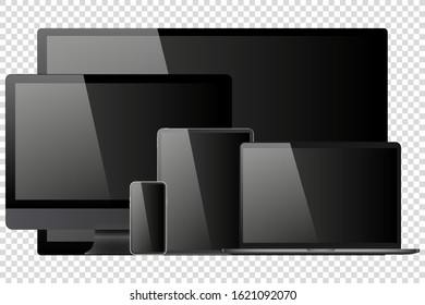 Computer Tv Laptop Mobile Device Set Vector Illustration