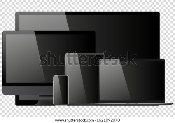Computer\
tv laptop mobile device set vector\
illustration