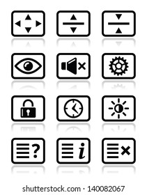 Computer tv monitor screen icons set