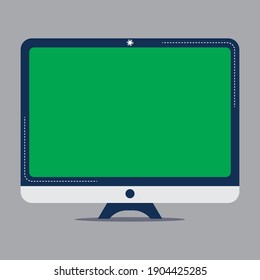 Computer tv screen with web camera vector flat isolate computer monitor display vector illustration.