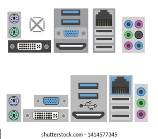 computer universal connectors icon symbols (Sockets and connectors for PC and mobile devices)
