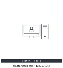 Computer unlock icon symbol