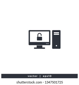 Computer unlock icon symbol