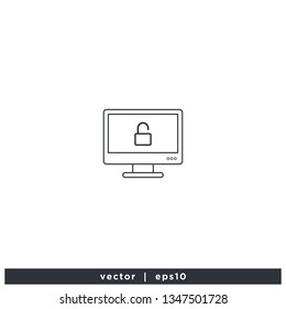 Computer unlock icon symbol