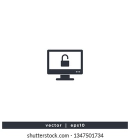 Computer unlock icon symbol
