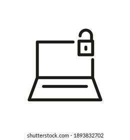 Computer Unlock Vector Icon. For Web And App