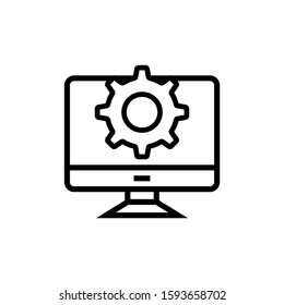 computer update system icon in linear style on white background
