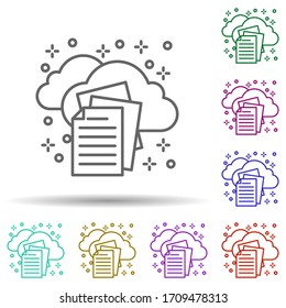 Computer upload cloud paper multi color icon. Simple thin line, outline vector of computer icons for ui and ux, website or mobile application