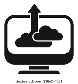 Computer upload data cloud icon simple vector. Smart office. Online information