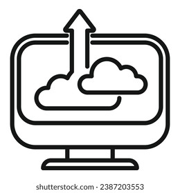 Computer upload data cloud icon outline vector. Smart office. Online information