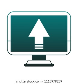 Computer uploading screen in blue lines