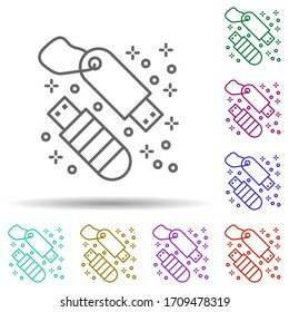 Computer usb flash drive multi color icon. Simple thin line, outline vector of computer icons for ui and ux, website or mobile application