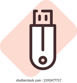 Usb de computadora, ilustración, vector sobre un fondo blanco.