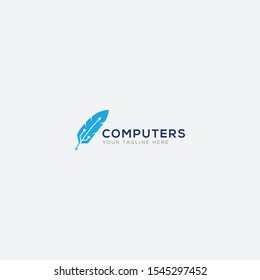 Computer and usb pen logo design