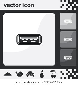 Computer usb port flat set of buttons vector icon.
