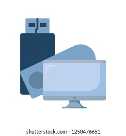 computer usb storage on white background