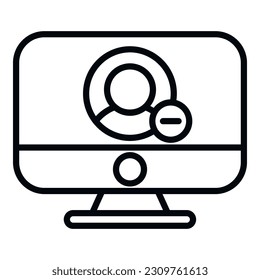 Computer user delete icon outline vector. People service. Account privacy