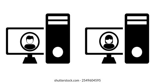 computer user or desktop profile, user admin Administrator with two gender icon vector