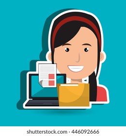 computer user filing documents isolated icon design, vector illustration  graphic 