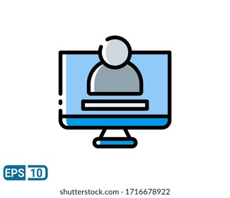 computer user filled line style icon isolated on white background. EPS 10