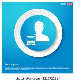 Computer User Icon Abstract Blue Web Sticker Button - Free vector icon