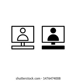 Computer user icon. With outline and glyph style