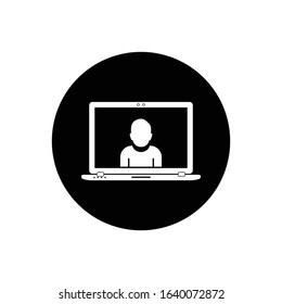 Computer User Icon. Rounded Button style vector EPS.