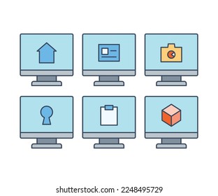 computer and user interface icons set