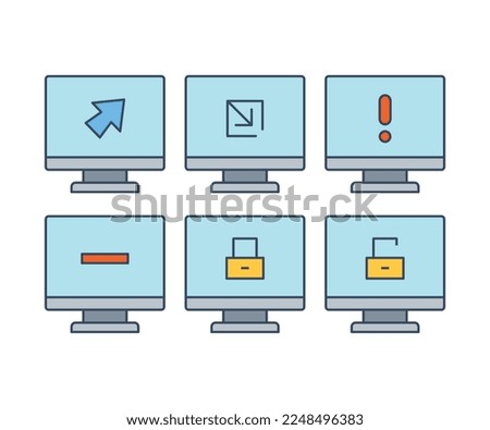 computer and user interface icons set