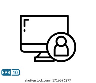 usuario de equipo con icono de estilo de línea. ilustración aislada en fondo blanco. EPS 10