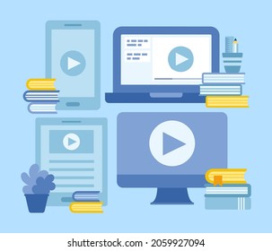computer vector and book set