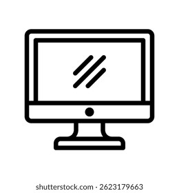 Computer Vector for Digital Learning and Online Study. Desktop device illustration. Technology concept for work and education. Line Icon