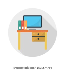 computer vector flat color icon 