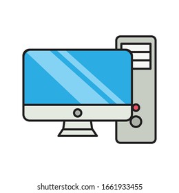 computer vector flat color icon 