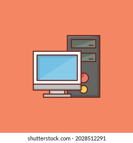computer vector flat color icon