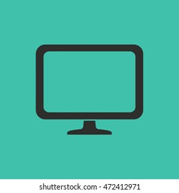 Computer vector icon. Black illustration isolated on green background for graphic and web design.