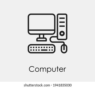 Computer vector icon.  Editable stroke. Linear style sign for use on web design and mobile apps, logo. Symbol illustration. Pixel vector graphics - Vector