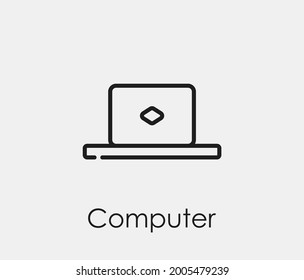 Computer vector icon. Editable stroke. Symbol in Line Art Style for Design, Presentation, Website or Apps Elements, Logo. Pixel vector graphics - Vector