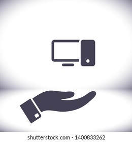 Computer  vector icon , lorem ipsum Flat design