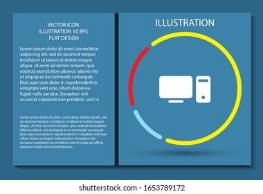 Computer vector icon , lorem ipsum Flat design