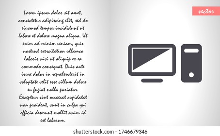 Computer  vector icon , lorem ipsum Flat design