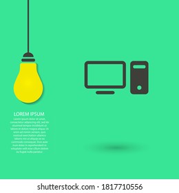 Computer  vector icon , lorem ipsum Flat design