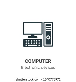 Computer vector icon on white background. Flat vector computer icon symbol sign from modern electronic devices collection for mobile concept and web apps design.